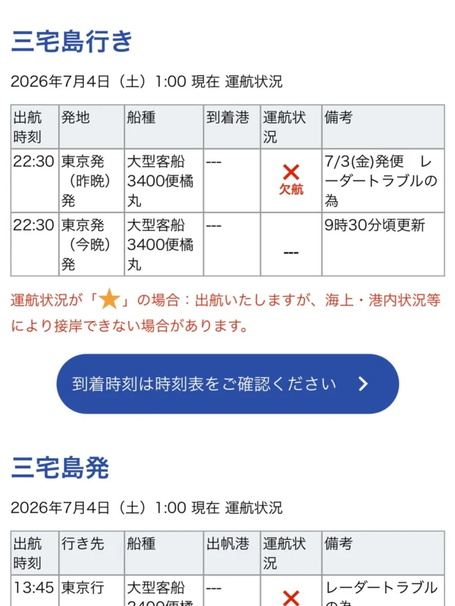 レインボー橋をくぐってすぐに引き返した橘丸。
まさか欠航するとは。